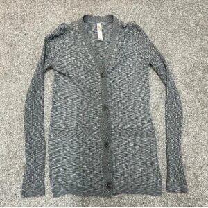 Athleta Sweater Womens XXS Revolve Seamless Cardigan Heather Gray Ribbed Active